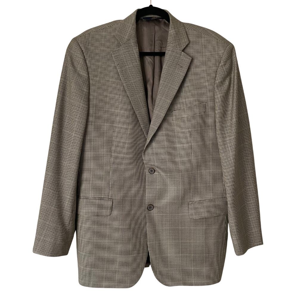 Brooks Brothers Blazer Men 42R Tan 346 Houndstooth Wool Business Preppy Formal